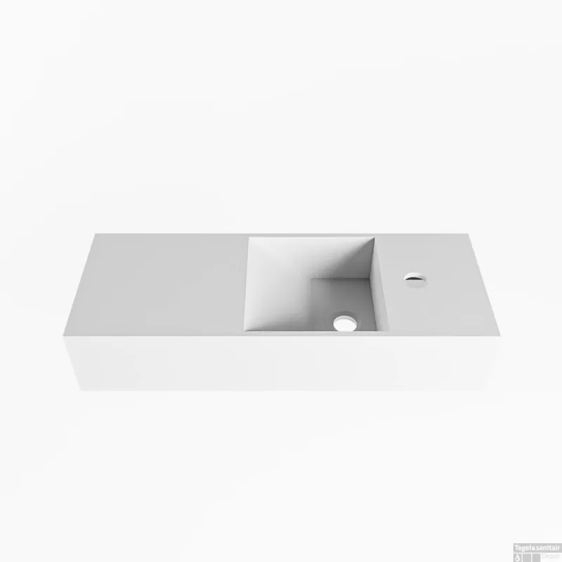 Fontein Mondiaz Tyne 60 cm Solid Surface Positie Recht 1 Kraangat Talc Rechtstreeks Van De Fabrikant