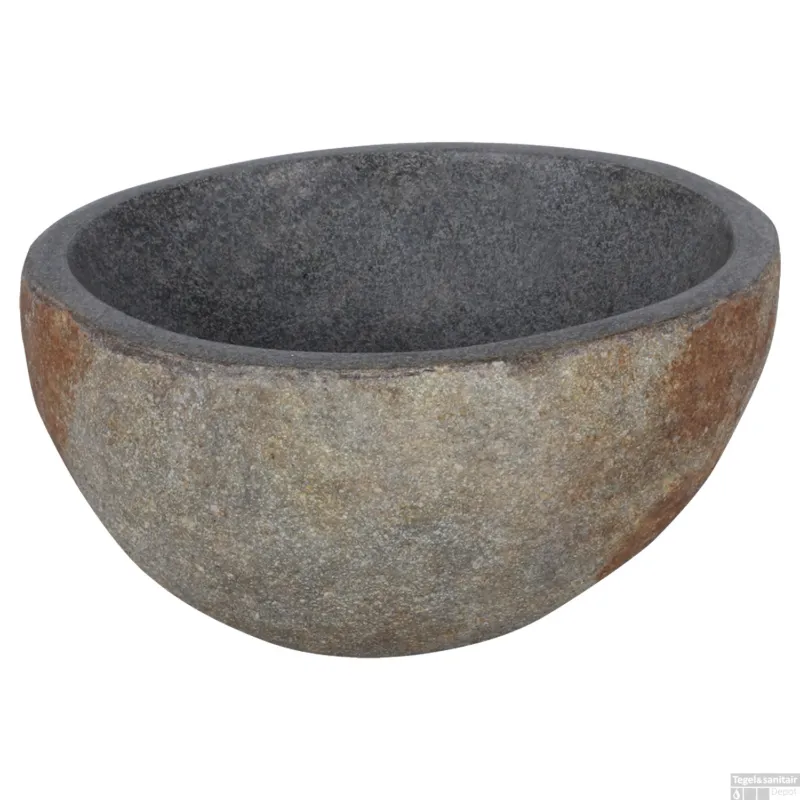 Exclusieve Aanbieding Waskom Differnz Riverstone Diameter 23-25cm Natuursteen Grijs