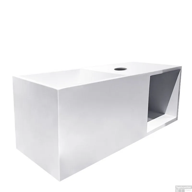 Snelle Levering Fontein Wiesbaden Julia 54x20x20cm met Nis Solid Surface Mat Wit