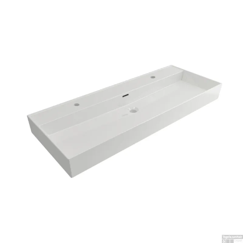 Wastafel Plieger Kansas 2 Kraangaten met Overloop 120x46,6 cm (2 verschillende kleuren) Shop Nu