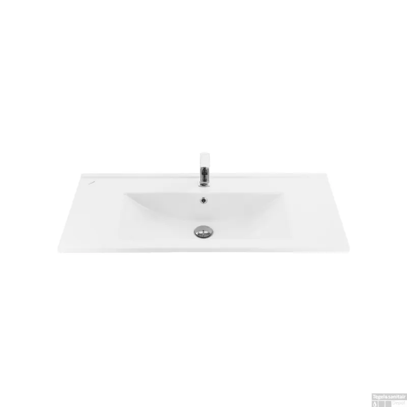 Tijdelijk Beschikbaar Wastafel BWS 1 Kraangat 45x100 cm Rechthoek Keramiek Wit
