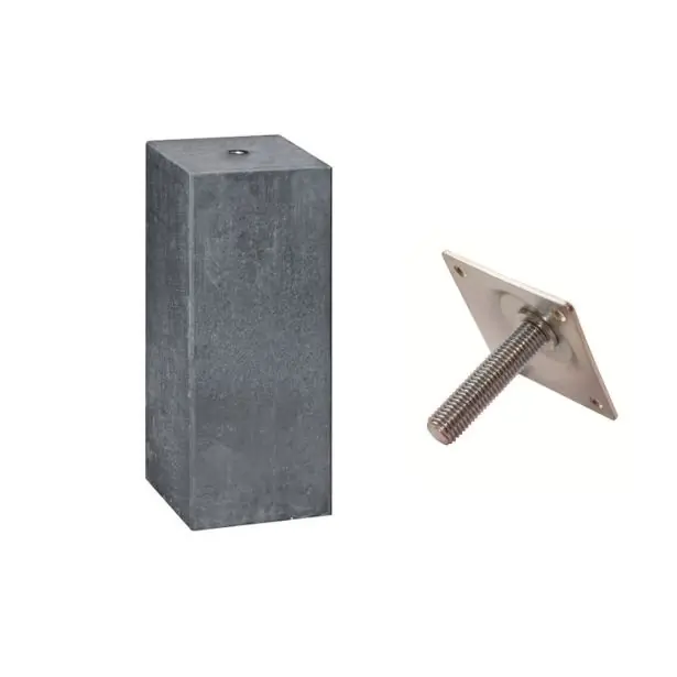 Direct Verzonden Betonpoer Antraciet 20x20x50cm met stelplaat - Betonpoer 20x20 antraciet met stelplaat