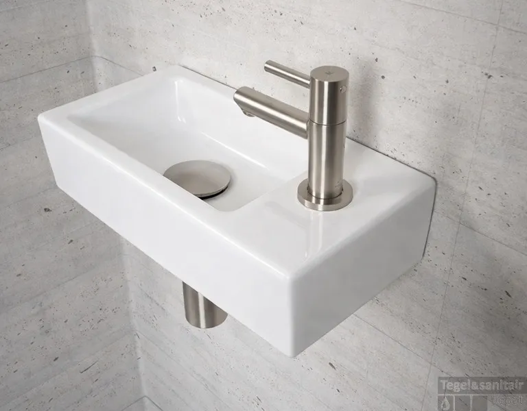 Fonteinset Glans Wit Wiesbaden Color RVS (kraangat rechts) Merkproduct