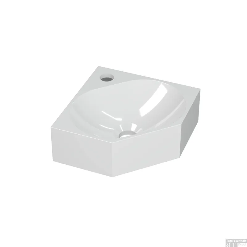Hoekfontein INK Matrix Polystone 1 Kraangat 27 x 27 x 10 cm Glans Wit 340434 Betrouwbaar