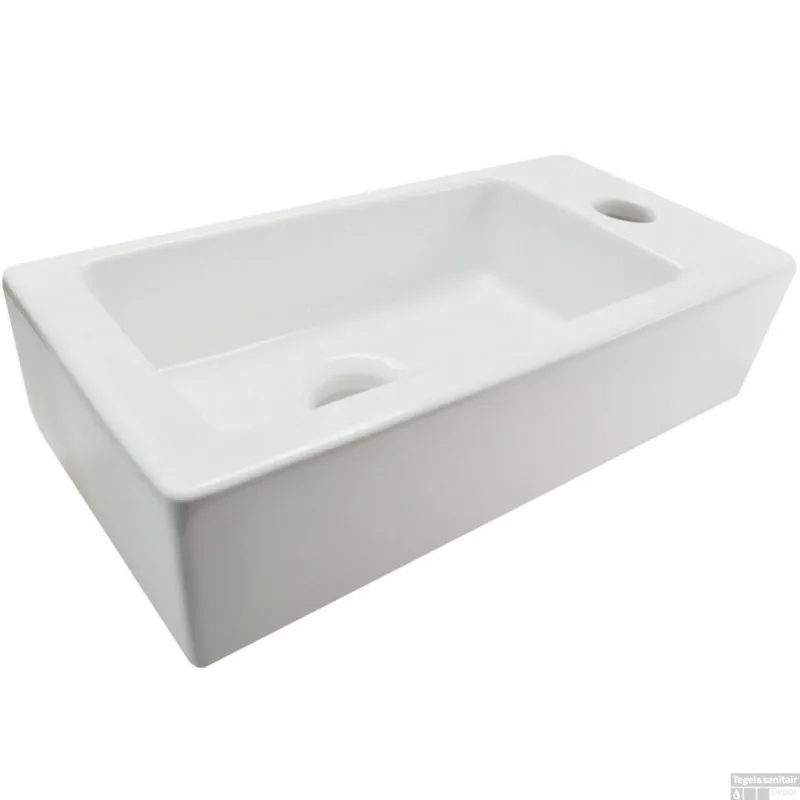 Fontein Wiesbaden Rhea Mini Rechthoek 36x18x9cm Keramiek Wit (Kraangat rechts) Lage Kosten