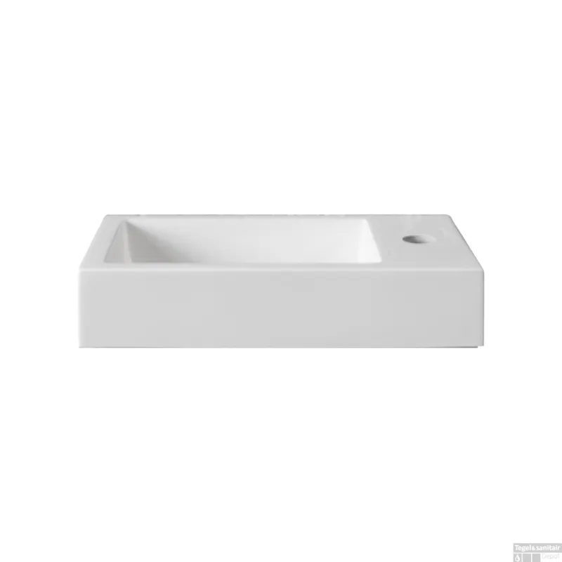 Wastafel BWS Sona Met Kraangat 40x22,5 cm Glanzend Wit Snelle Levering
