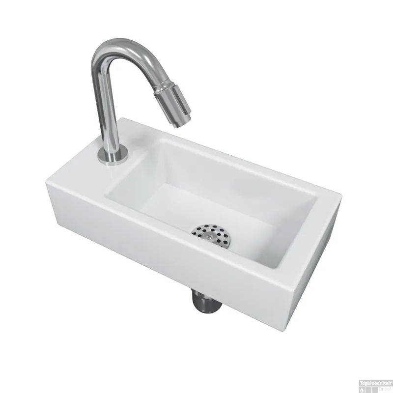 FonteinPack Rhea Mini Links 36x18x9 cm Chroom (Keuze uit 20 kranen) Gratis Retour