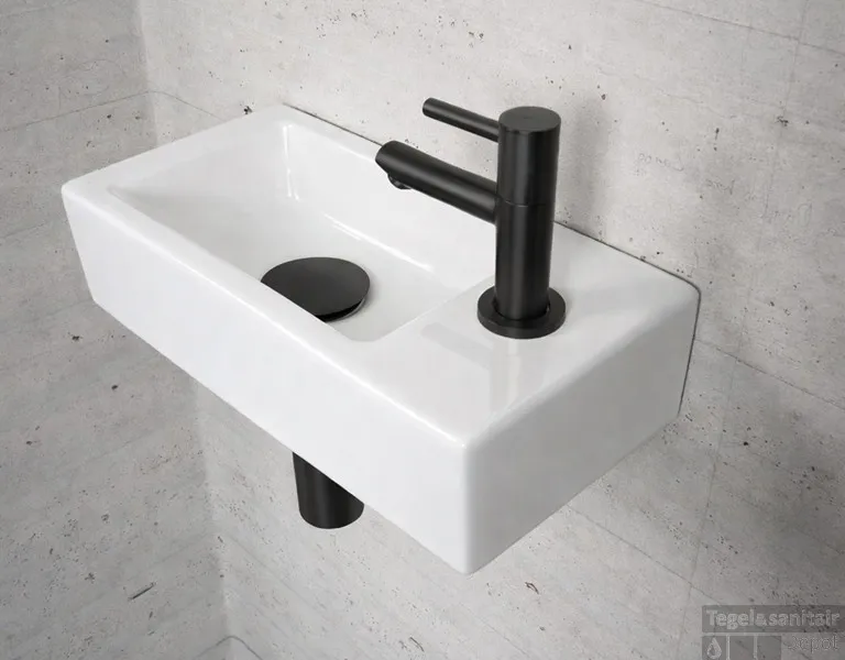 Flitsaanbieding Fonteinset Glans Wit Wiesbaden Color Mat Zwart (kraangat rechts)