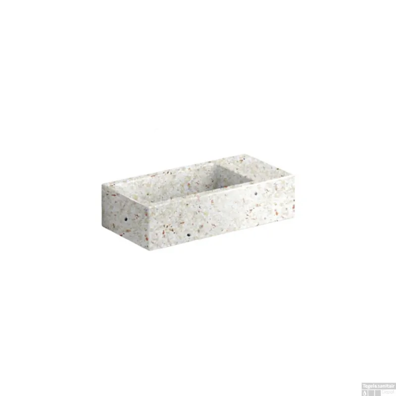 Fontein Clou Flush 3 Links Zonder Kraangat 36x18 cm Gerecycled Plastic Beige Met Gekleurde Snippers Koopje
