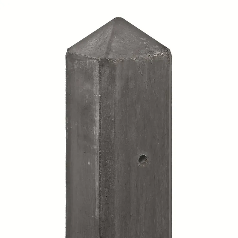 Betonpaal met diamantkop voor 2 motiefplaten | Hout beton schutting systeem | Antraciet - Bevestigingsset geel verzinkt tbv 10x10cm betonpaal Betrouwbaar