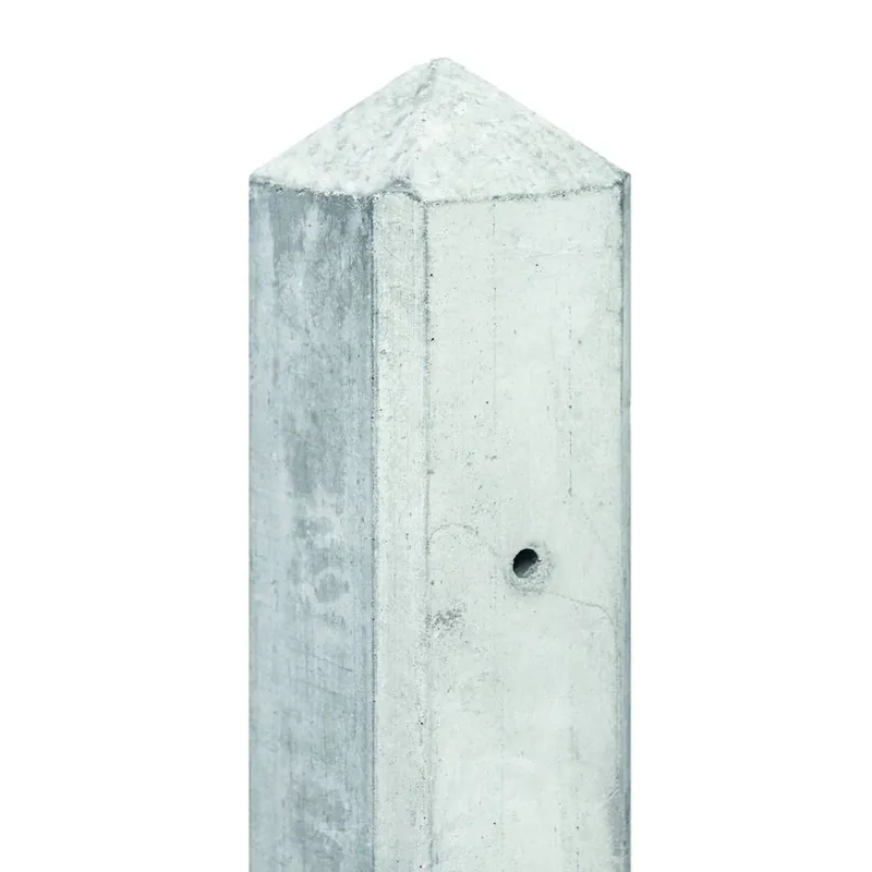 Uitverkoop Betonpaal met diamantkop voor 2 motiefplaten | Hout beton schutting systeem | Wit / Grijs - H36x D3.5x L184cm