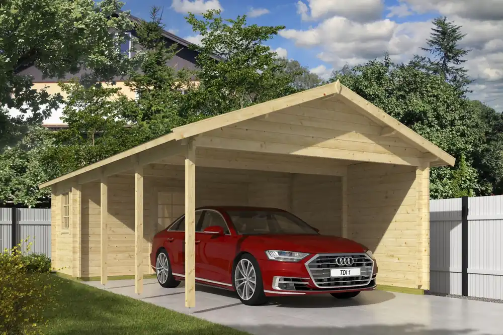 Carport Ever | Carport Bouwpakket met Berging - Dakshingles recht Zwart 45m² Superprijs
