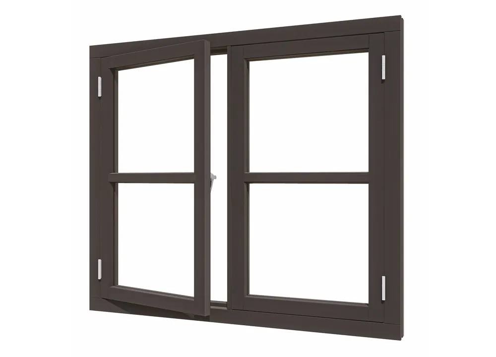 Merkproduct Douglas dubbel vleugelraam 2vaks steellook zwart met kozijn - Vleugelraam