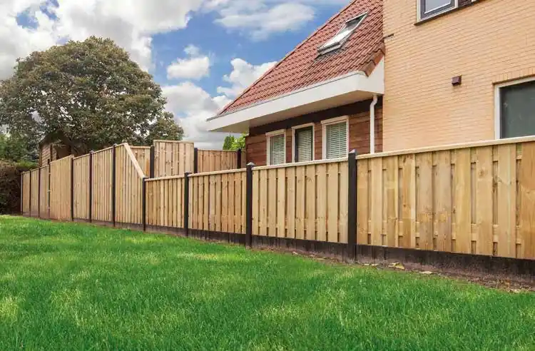Veilige Betaling Douglas hout beton schutting pakket gecoat 19-planks - Prijs per meter (indicatie )