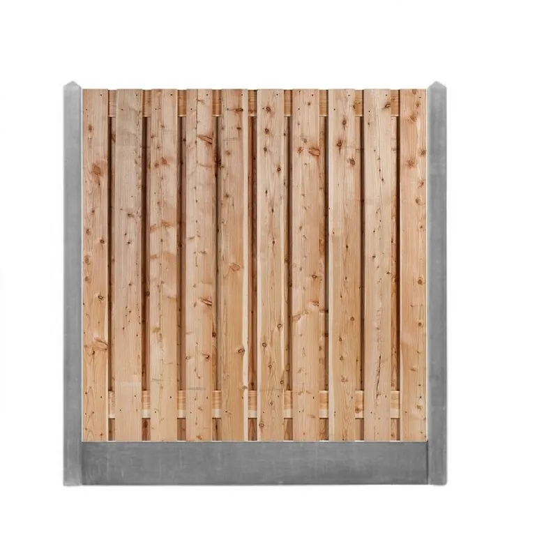 Merkproduct Douglas 19 planks tuinscherm met grijze betonpalen - Prijs per meter (indicatie )