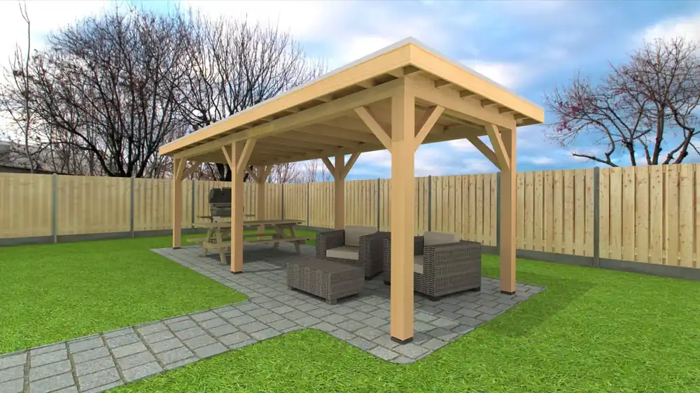 Douglas Overkapping 800x300 cm / 8x3 m | Bouwpakket | Robuust - Basis materiaalpakket Robuust 800 x 300 Koop Vandaag