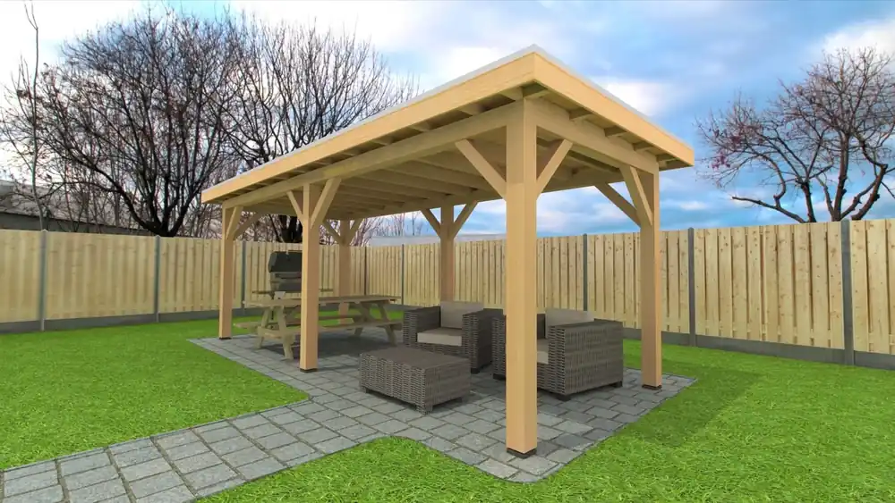 Finale Uitverkoop Douglas Overkapping 700x350 cm / 7x3,5 m | Bouwpakket | Robuust - Basis materiaalpakket Robuust 700 x 350