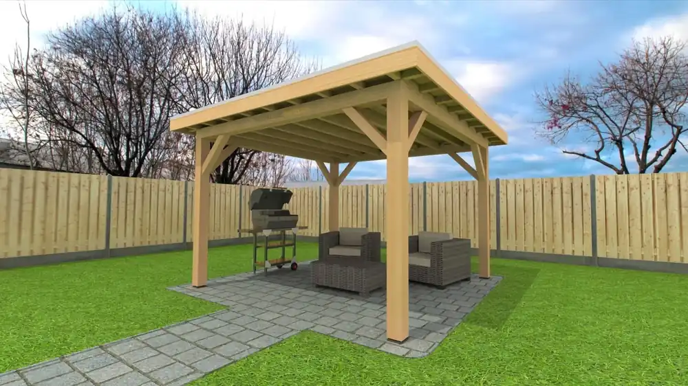 Douglas Overkapping 400x400 cm / 4x4 m | Bouwpakket | Robuust - Basis materiaalpakket Robuust 400 x 400 Nu Kopen