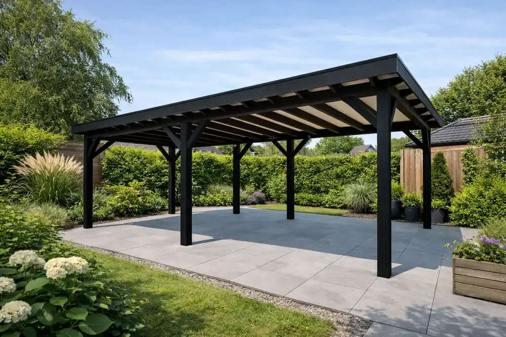 Bestseller Douglas Overkapping 700x250 cm / 7x2,5 m Materialenpakket | Robuust | Zwart Geïmpregneerd - Basis materiaalpakket Robuust 700 x 250
