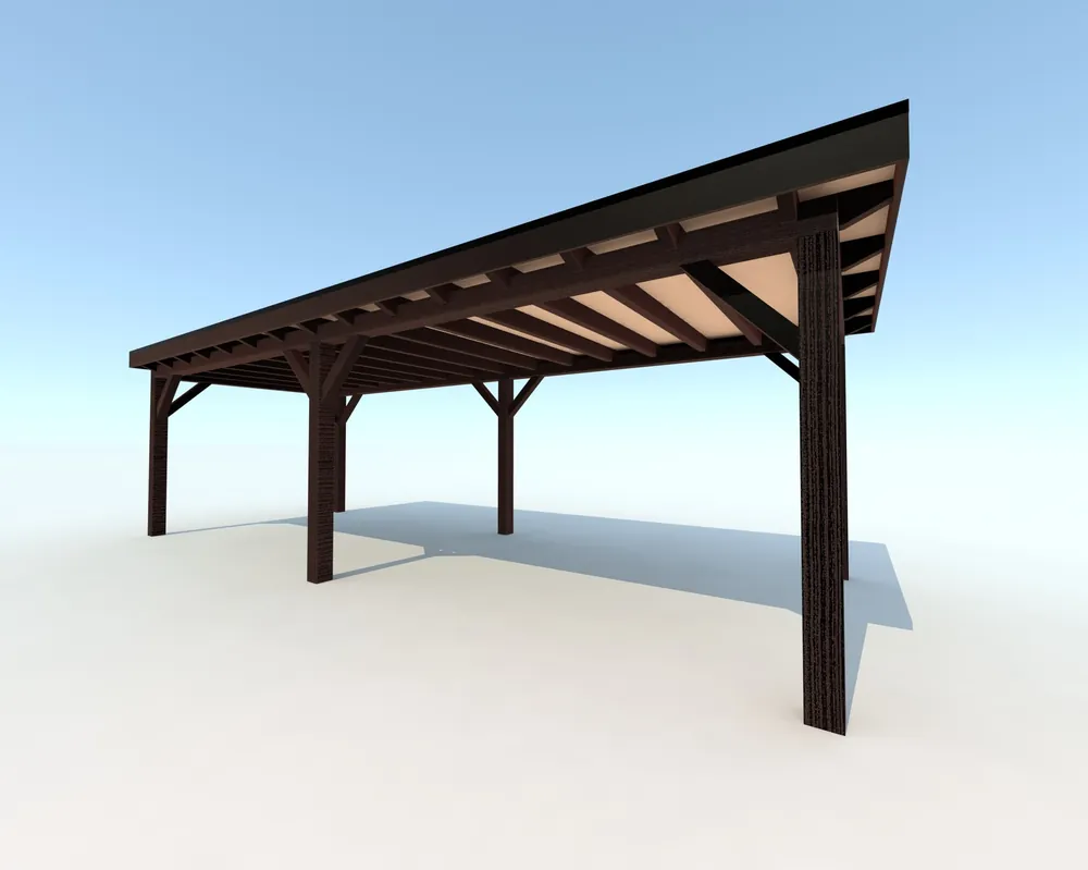 Douglas Overkapping 800x400 cm / 8x4 m | Materialenpakket | Robuust | Zwart Geïmpregneerd - Basis materiaalpakket Robuust 800 x 400 Nieuw
