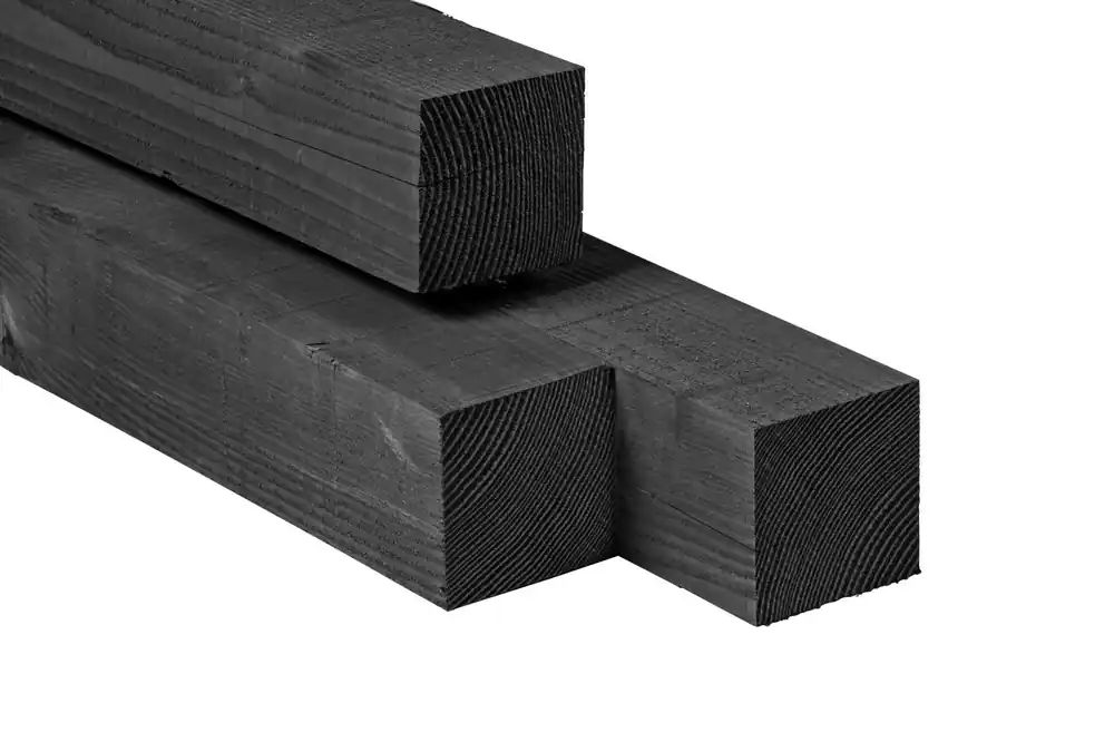 Douglas Paal Zwart 150x150 mm | Zwart Geïmpregneerd Douglas Hout | Fijn Bezaagd - 250 cm Fabrieksprijs