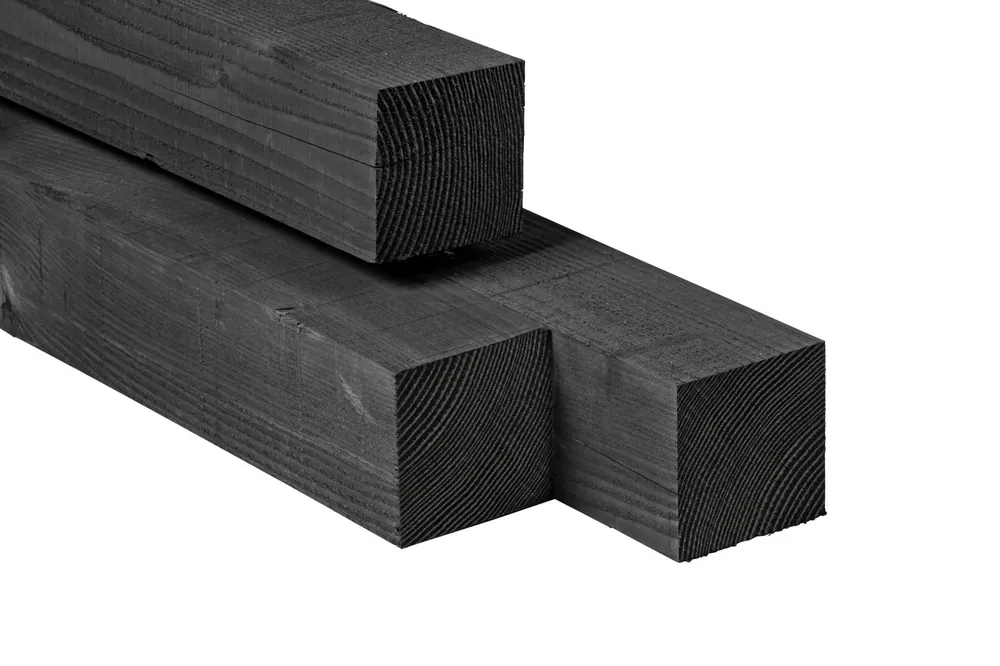 Flitsaanbieding Douglas Paal Zwart 90x90 mm ( 9x9 cm ) | Zwart Geïmpregneerd Douglas Hout | Fijn Bezaagd | Tuinpalen - 300 cm