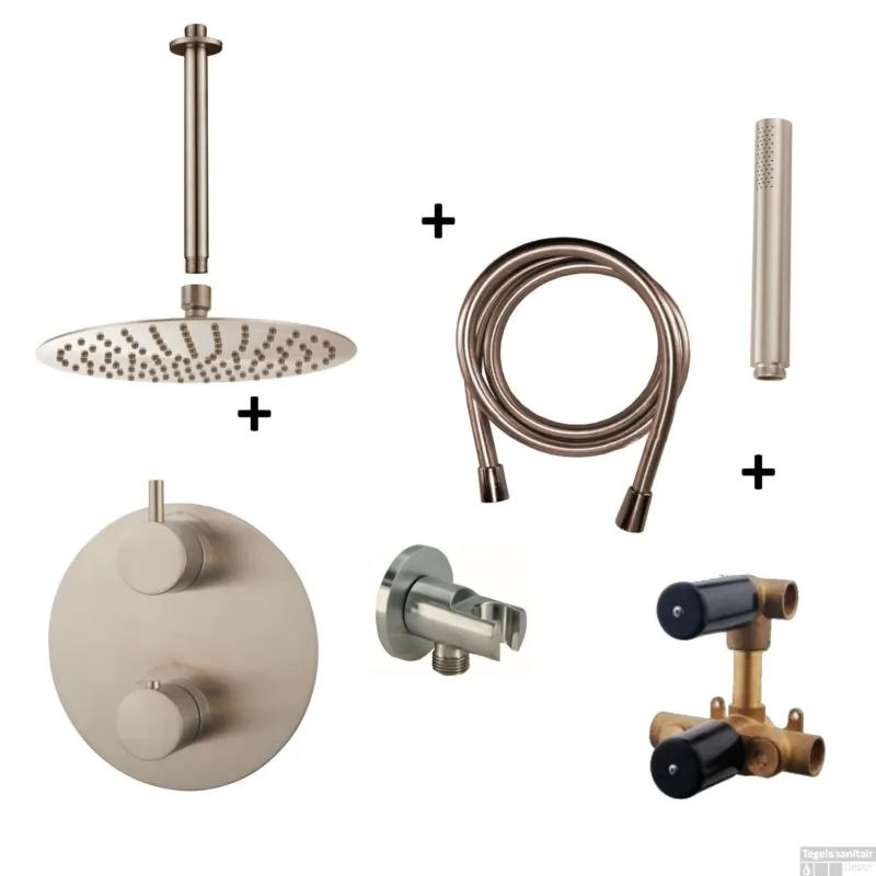 Seizoensaanbieding Wiesbaden Inbouw Regendouche Set Caral Rond Plafonduitloop RVS PVD Coating
