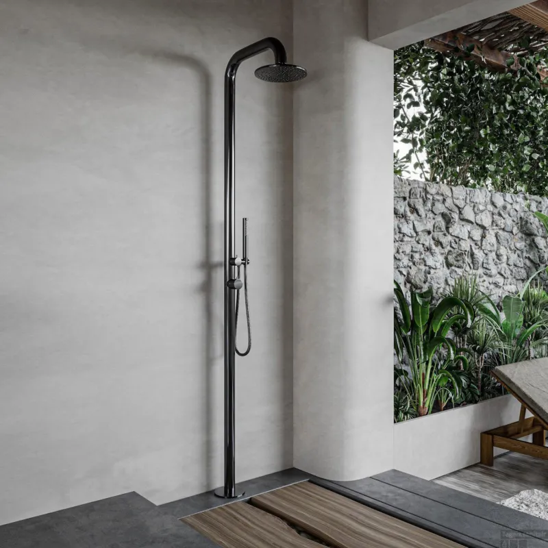 Koopje Buitendouche vrijstaand Fortifura Outdoor Deluxe Regendouche Met Handdouche Gunmetal