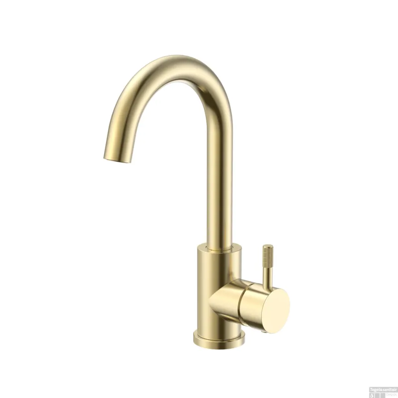 Aanbieding Wastafelmengkraan BWS Sensa Uitloop Draaibaar Cold Start Hendel Geborsteld Goud PVD