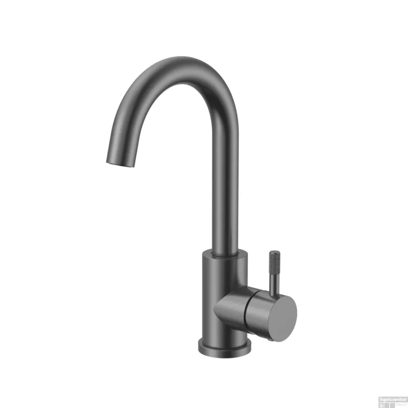 Wastafelmengkraan BWS Sensa Uitloop Draaibaar Cold Start Hendel Gunmetal PVD Exclusieve Aanbieding