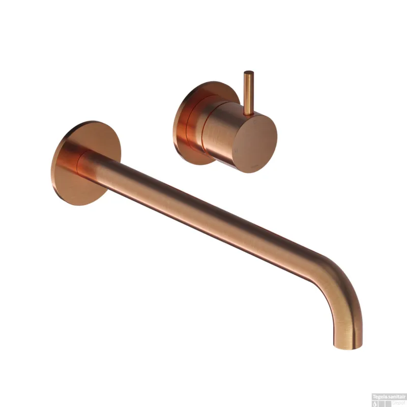 OUTLET Wastafelmengkraan Hotbath Cobber Inbouw 3+3 Inbouwsysteem 1-hendel Gebogen 25 cm Geborsteld Koper Nu Kopen