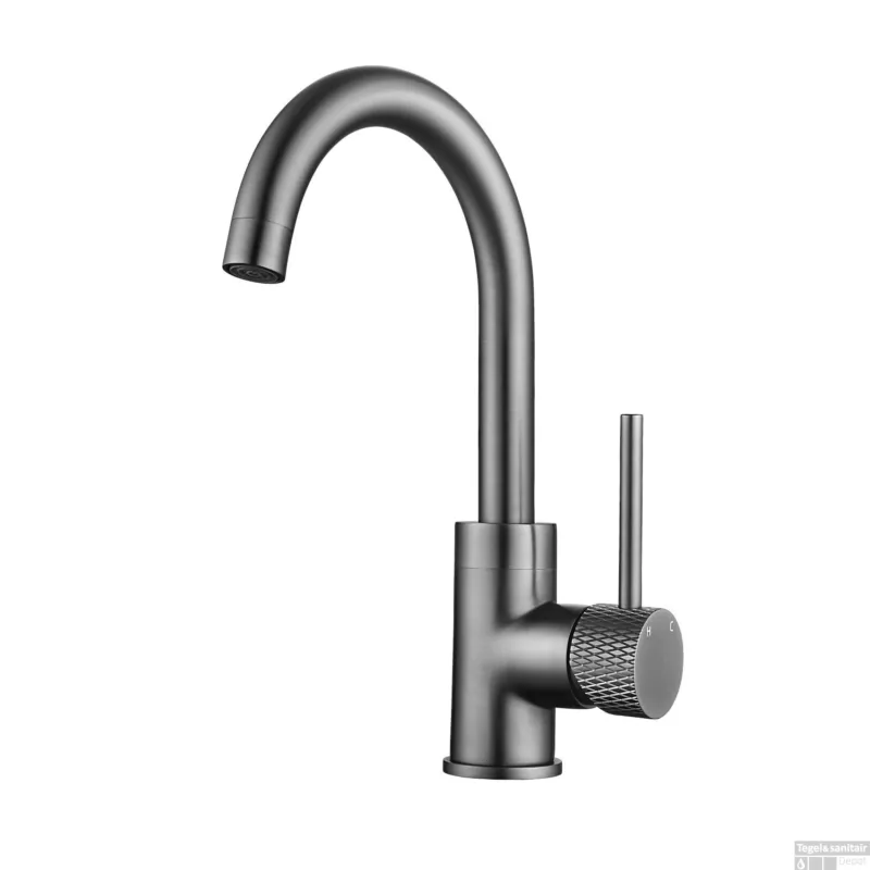 Korting Wastafelkraan Wiesbaden Ribbd Opbouw Met Draaibare Uitloop Gunmetal