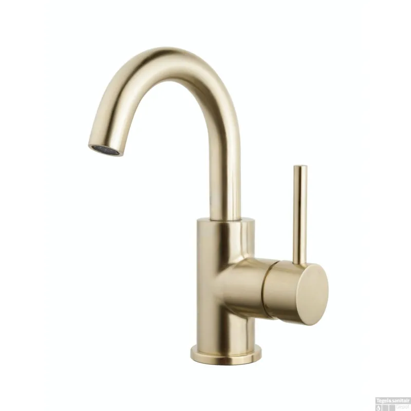 Opbouw Wastafelkraan Wiesbaden Caral met Draaibare Uitloop Geborsteld Messing Goud PVD Coating Beste Prijs