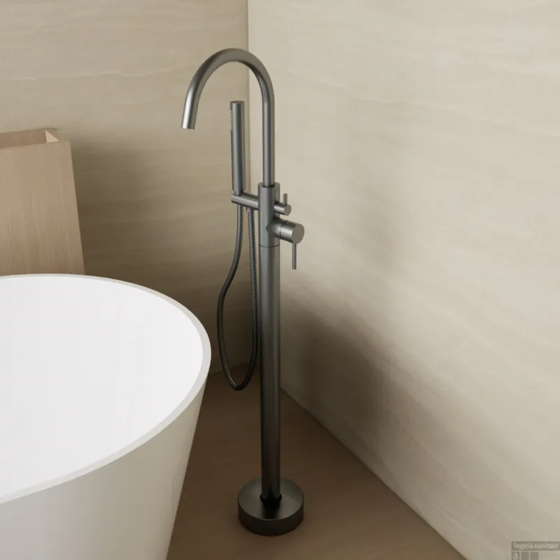 Vrijstaande Badkraan BWS Colorato 1 Hendel 111 Cm Gunmetal Finale Uitverkoop