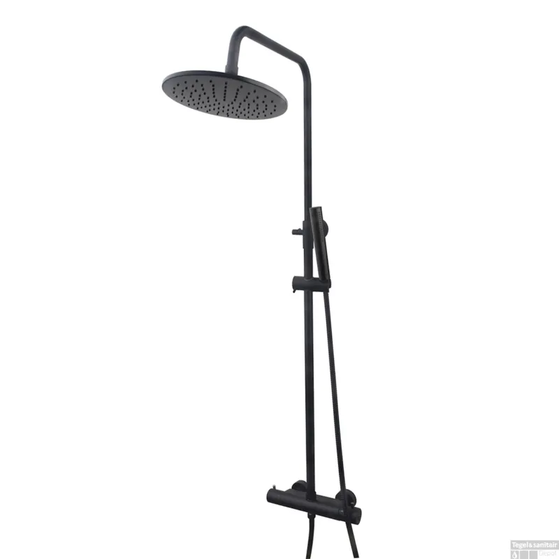 Koop Vandaag Regendouche Opbouwset Thermostatisch 25cm Zwart