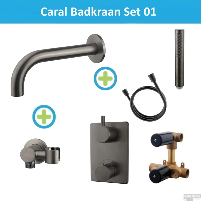Wiesbaden Badkraan Inbouw Set Caral 01 Gunmetal Snelle Levering