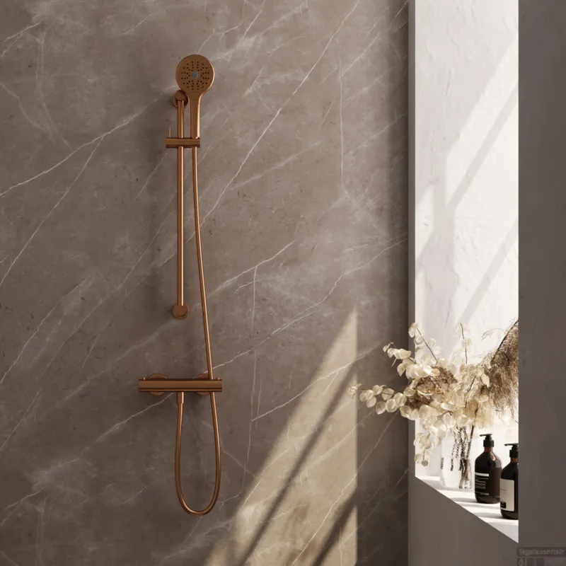 Veilige Betaling Douchekraanset Brauer Copper Edition Opbouw Met Glijstang En Ronde Handdouche Geborsteld Koper