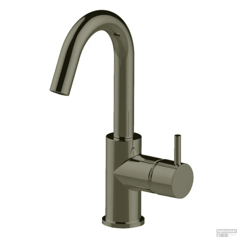 Gecertificeerd Wastafelkraan Opbouw Salenzi Giro Gebogen Gegalvaniseerd Zwart Chroom OUTLET