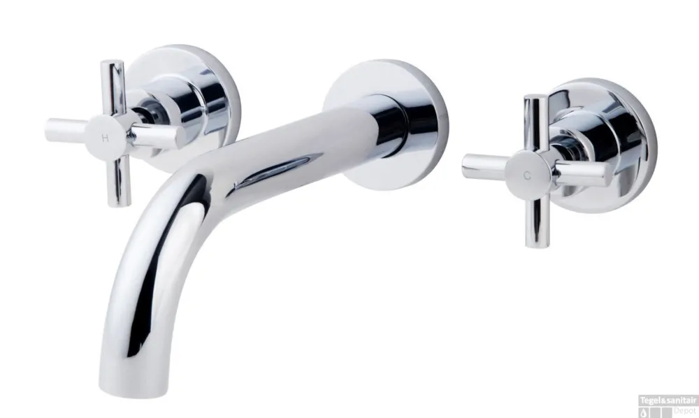 Cross Inbouw+ Afbouwdeel wastafelmengkraan 2-knops chroom Veilige Betaling