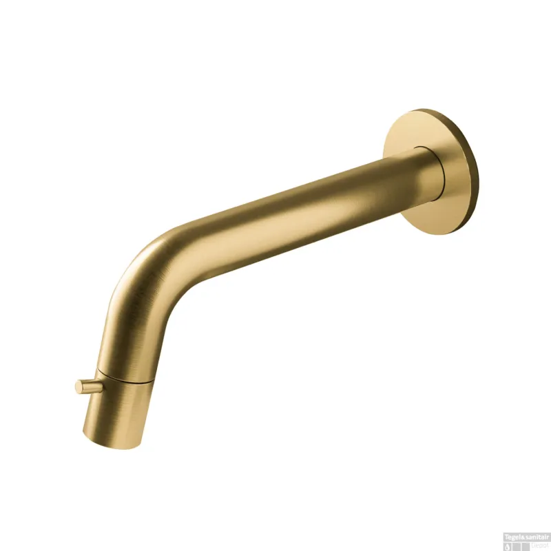 Exclusieve Aanbieding Fonteinkraan Inbouw Hotbath Cobber 1-knop gebogen 18.6 cm Inkortbaar Geborsteld Messing Living Colours