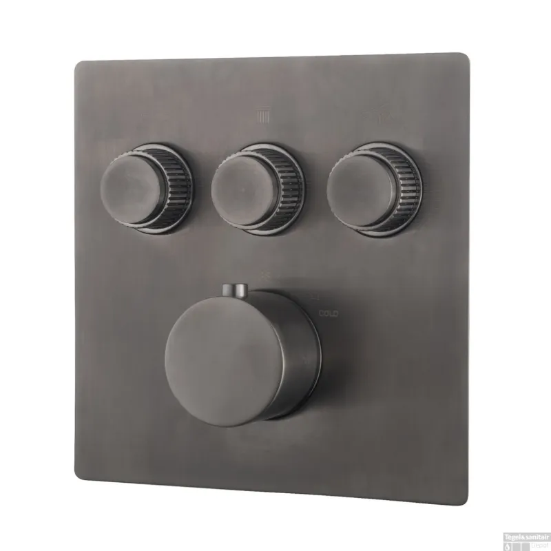 Afbouwdeel Inbouwthermostaat Wiesbaden Caral Klik Pro 3-weg Gunmetal OP=OP Dagaanbieding