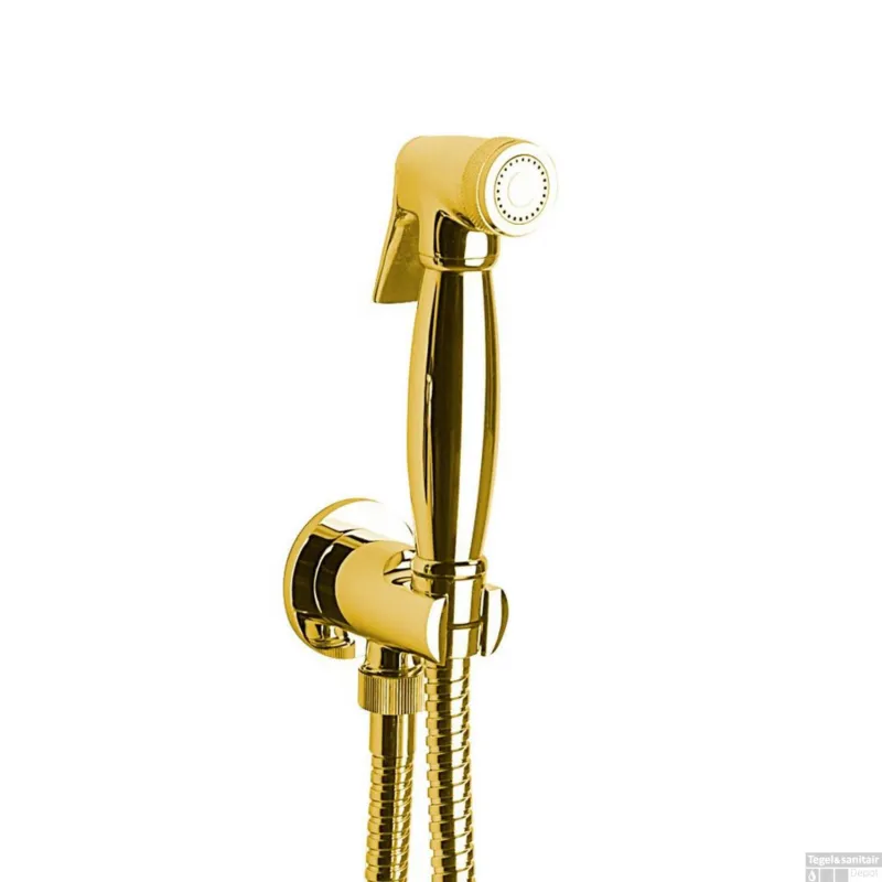 Hoge Kwaliteit Bidet Handdouche Sapho Reitano Rubinetteria Incl. Slang en Handdouchehouder Goud