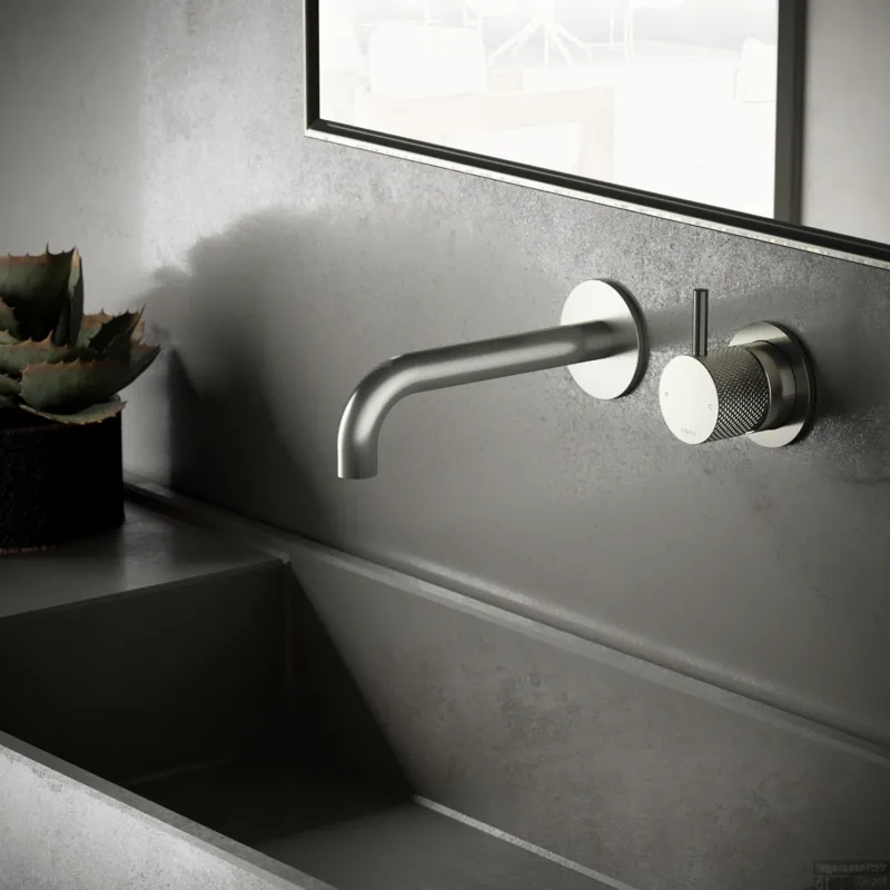 Wastafelmengkraan Hotbath Cobber X Inbouw 18 cm Geborsteld Nikkel OP=OP Nieuw