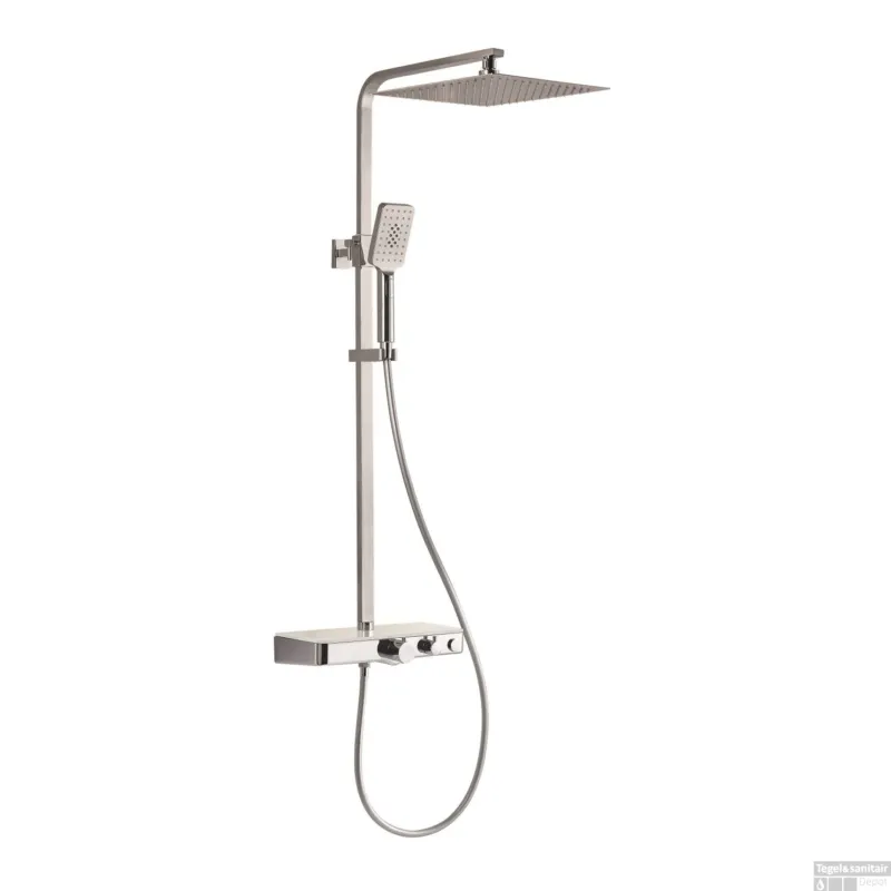 Aanbieding Regendouche Opbouwset Thermostatisch Schutte Ocean 3 Functies Glazen Planchet Chroom Wit