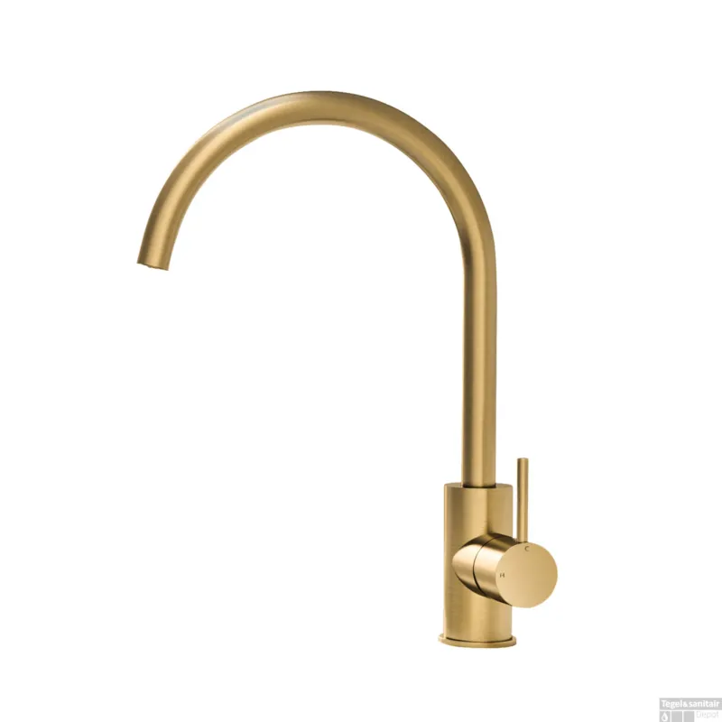 Express Levering Keukenmengkraan Hotbath Cobber 1-hendel 36 cm Draaibare Uitloop Geborsteld Messing Living Colours
