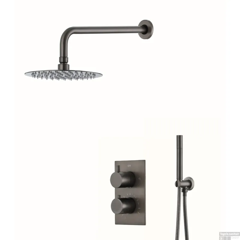 Uitverkoop Inbouw Regendouche Set BWS Exclusive Wanduitloop Gunmetal 30 cm