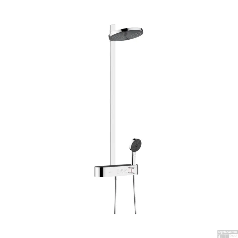 Finale Uitverkoop Regendouche set HansGrohe Pulsify S Showerpipe 2 Jets Met ShowerTablet Select 400 Chroom