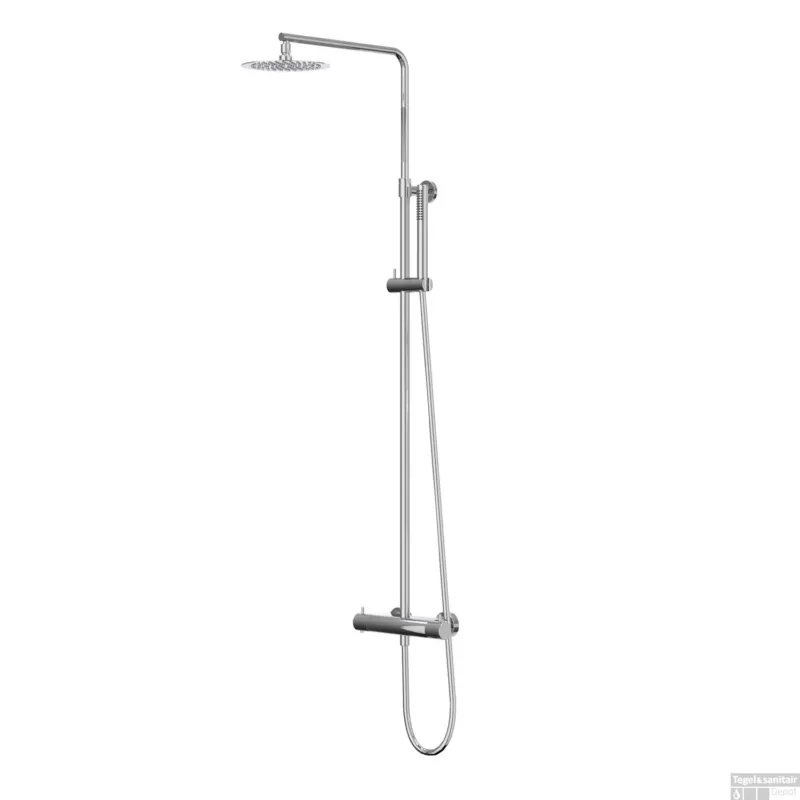 Regendoucheset IVY Bond Opbouw Thermostatisch 20 cm Slim Staaf Handdouche Chroom Weekendaanbieding