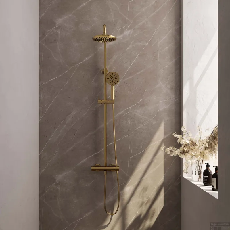 Regendoucheset Opbouw Brauer Gold Edition 20 cm Thermostatisch met Handdouche 3-Standen Geborsteld Goud Shop Nu