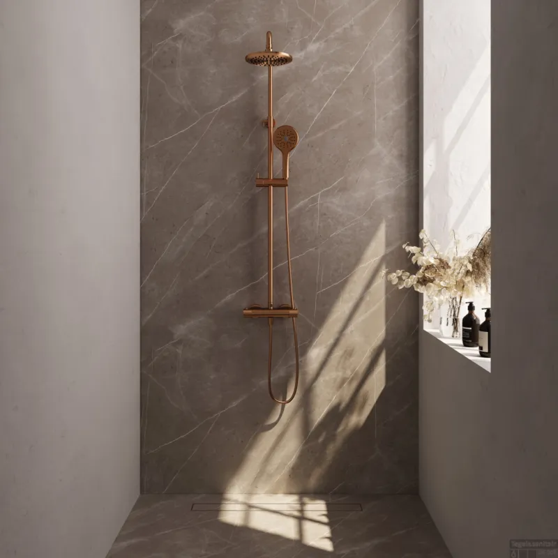 Regendoucheset Opbouw Brauer Copper Carving 20 cm Thermostatisch met Handdouche 3-Standen Geborsteld Koper Lage Prijs